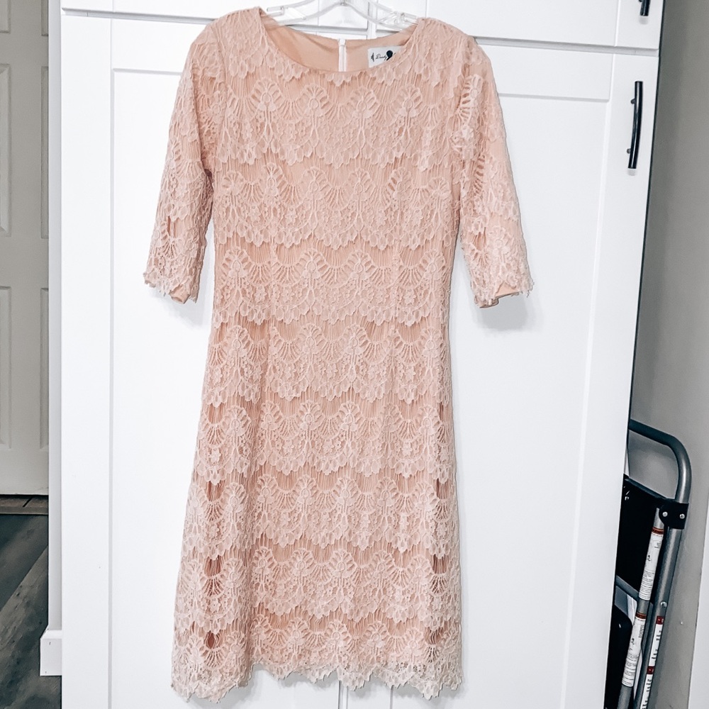 Blush pink lace dress